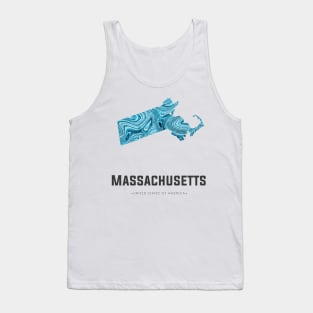 Massachusetts state map abstract blue Tank Top